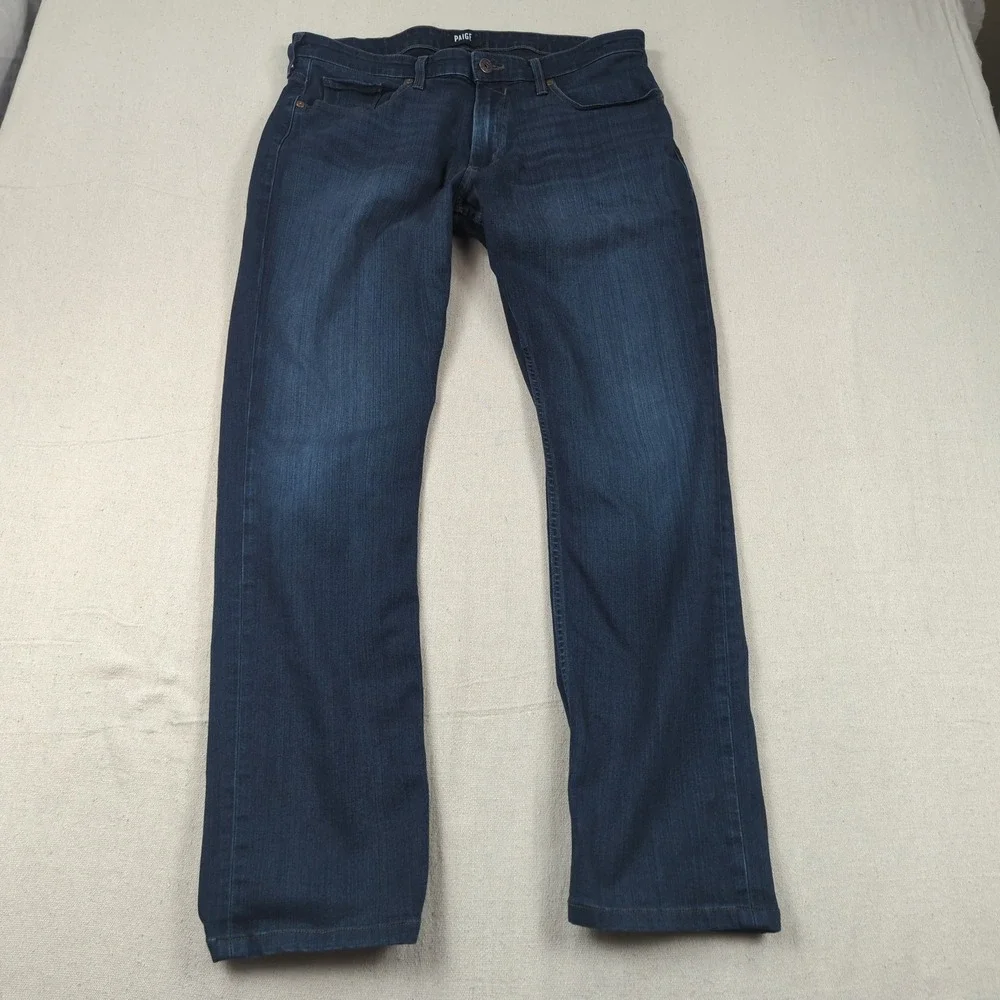 Paige Pants Mens 36x31 Blue Federal Straight Stretch Casual Preppy